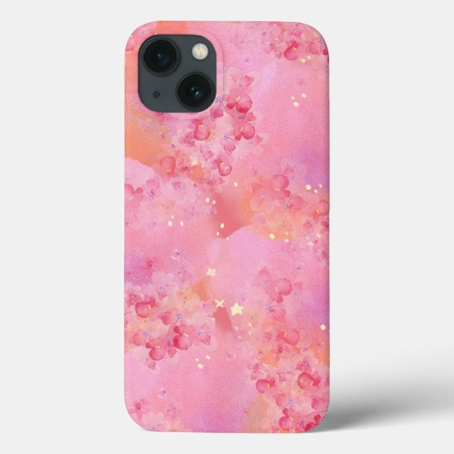 'Drömmig Rosa Akvarell' iPhone 13 Fodral (Baksida)