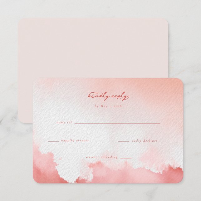 Drömmig Rosa Akvarell RSVP OSA Kort (Fram/baksida)