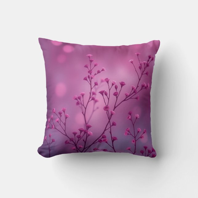 Drömmig Rosa Blommig Bokeh Kudd Kudde (Framsida)