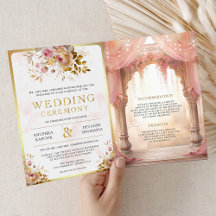 Drömmig rosa blomsterrik indisk Mandap hinduisk br