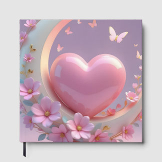 Drömmig Rosa Hjärtas Gästbok, Måne & Blommande Fjä Gästböcker
