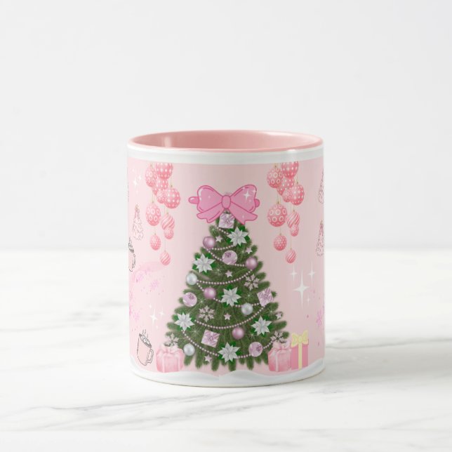 Drömmig Rosa Julmugg / Mjuk Tjej✨ Mugg (Center)