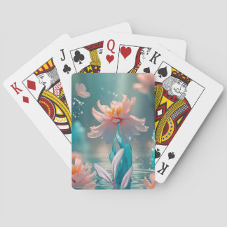 Drömmig Rosa Lotus och Fjäril i Aqua Vatten Casinokort