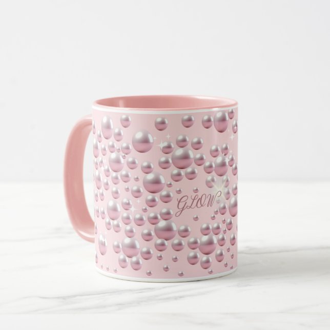 Drömmig Rosa Pärl Mugg - Mjuk Estetik, kaffekopp (Framsida vänster)