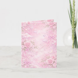 Drömmig Rosa Ros Blommig Pärlor Slingor Glitter Pa Inbjudan