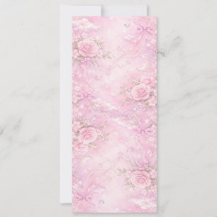 Drömmig Rosa Ros Blommig Pärlor Slingor Glitter Pa Inbjudningar