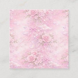 Drömmig Rosa Ros Blommig Pärlor Slingor Glitter Pa Tilläggskort