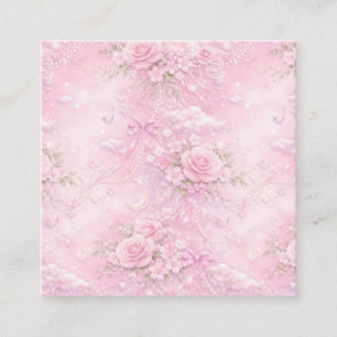 Drömmig Rosa Ros Blommig Pärlor Slingor Glitter Pa Tilläggskort