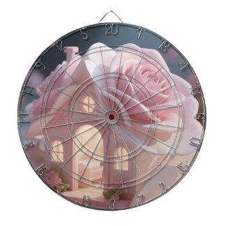 Drömmig Rosa Ros & Whimsisk Hustomt Dartboard Darttavla