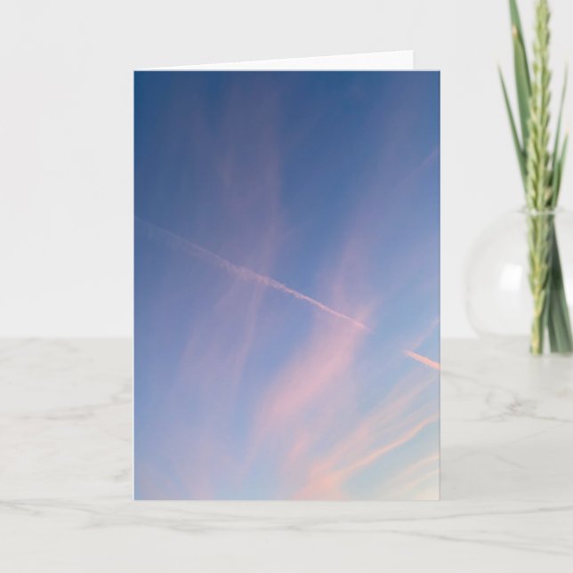 Drömmig Rosa Solnedgång Himmel Kontrail Fotografi Kort (Framsida)