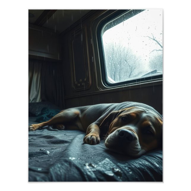 Drömmig RV-hund drar sig Fototryck (Framsidan)