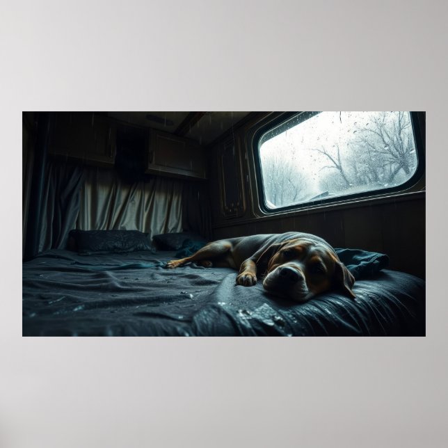 Drömmig RV-hund drar sig Poster (Framsidan)