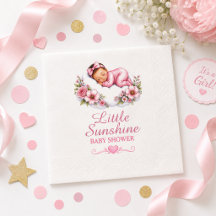Drömmig sovande baby moln blommar tema