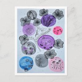 Drömmiga akvarellblommor vykort