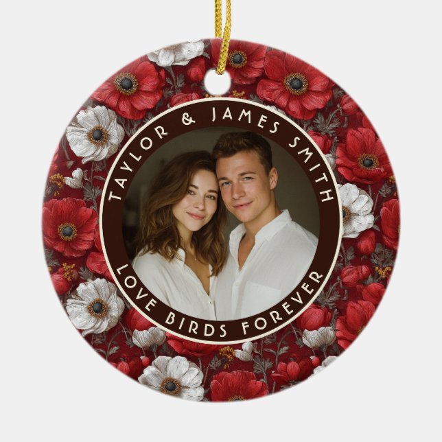 Drömmiga Anemoner Trädgård Bakgård Bröllop Julgransprydnad Keramik (Framsidan)