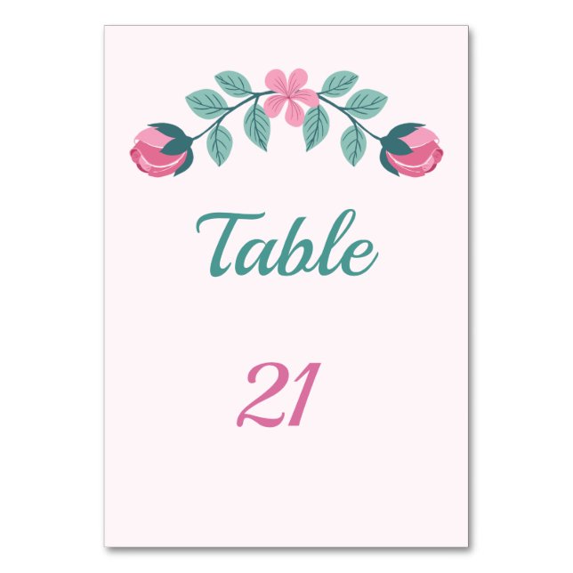 drömmiga blommor & blad bordsnummerkort bordsnummer (Framsidan)
