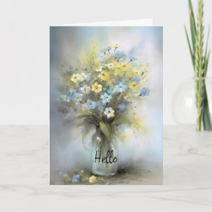 Drömmiga blommor i vas Hej hej Tänker på dig Kort