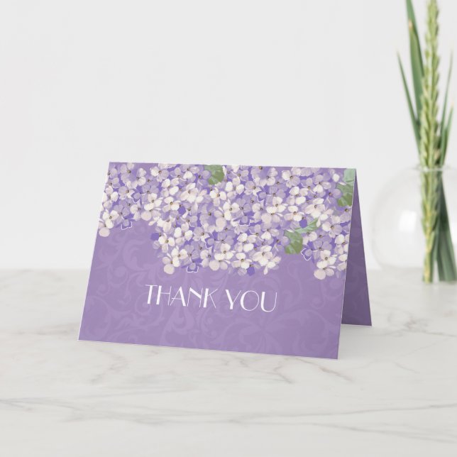 Drömmiga Damask Lavendel Hydrangea Tack Kort (Framsida)