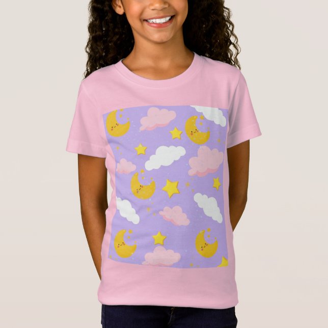 Drömmiga månmoln & stjärnor natt himmel t-shirt (Framsida)