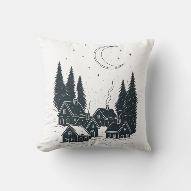 Drömning av julafton - Dubbla-sidig vinter Kudde (Framsida)