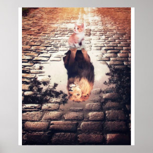 Drömning av katt Lejon, fin kattgåva Poster