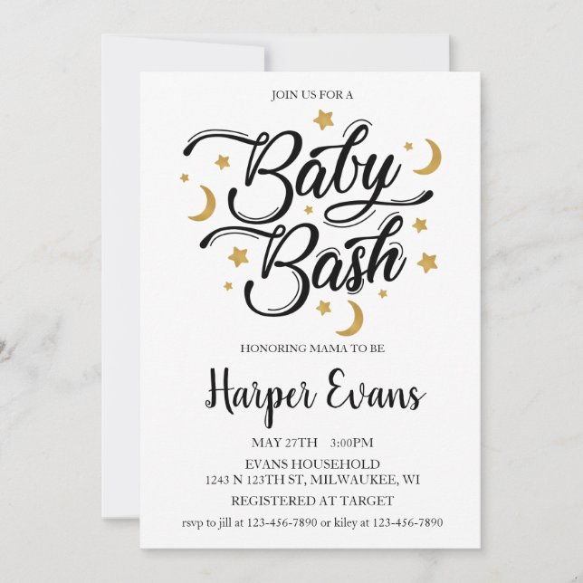 Drömning av stjärnor och Måne Inbjudningar (Framsida)