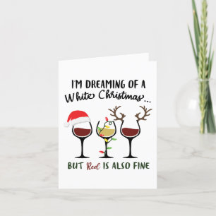 Drömning av vit jul Men Red Vin är Bra Helgkort