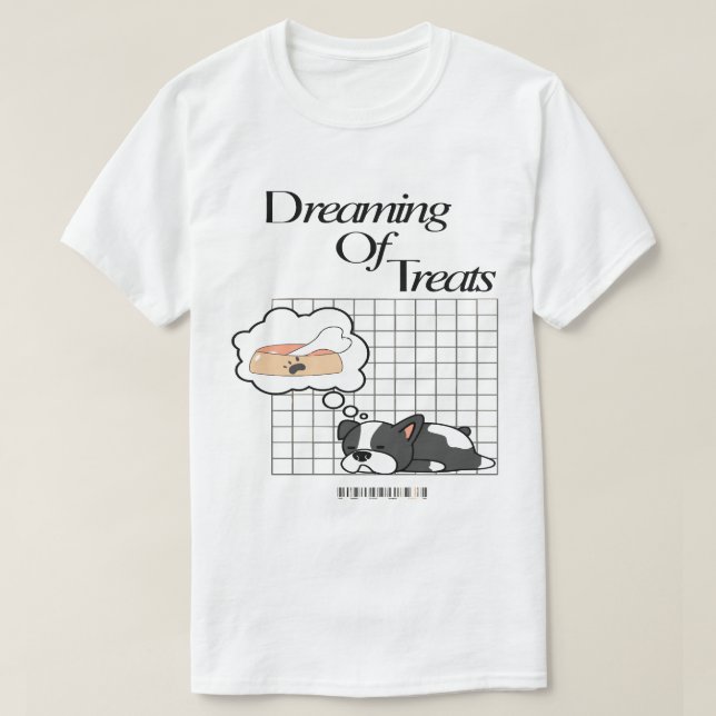 Drömning om Treats Sleeping Hund design T Shirt (Design framsida)