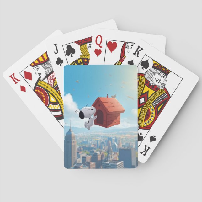Drömsk Beagle Flytande Stad Serieteckning Casinokort (Baksidan)