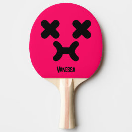 Drömsk Förvirrad Rosa Ansikte med Namn Pingisracket