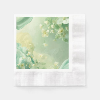 drömsk Mjuk Salvia och Mintgrön Blommig Pappersservett