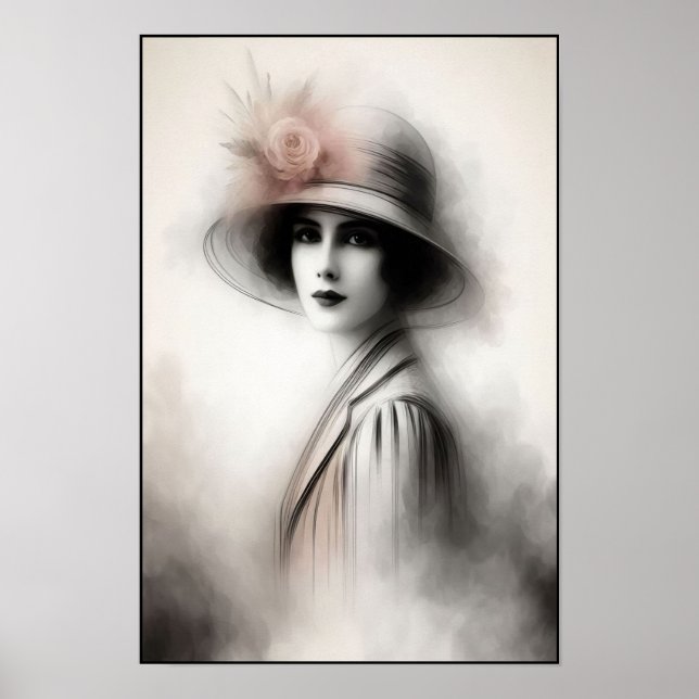 Drömsk Retroporträtt av Elegans Poster (Framsidan)