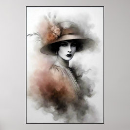 Drömsk Retroporträtt av Elegans Poster