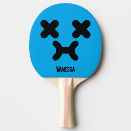 Drömsk Sulky Ansikte Blå med Namn Pingisracket