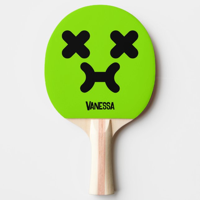 Drömsk Sur Face Grön med Namn Pingisracket (Framsidan)