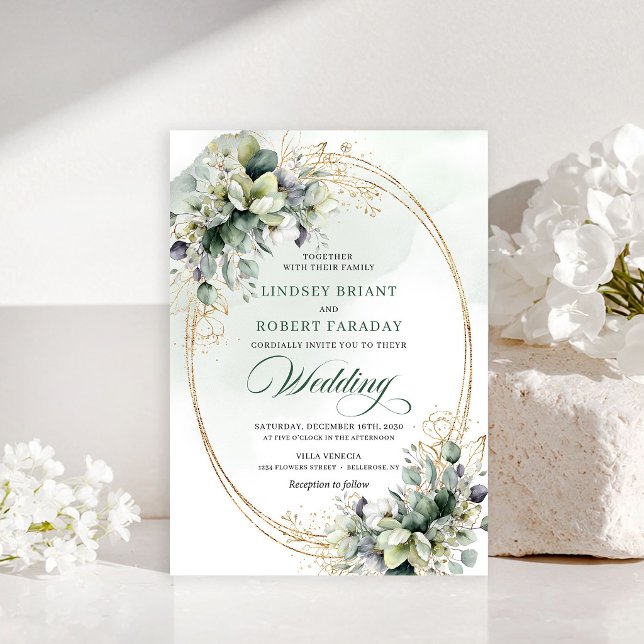 Drömska botaniska vita rosor bröllopsinbjudan inbjudningar (Dreamy botanical white roses wedding invitation)