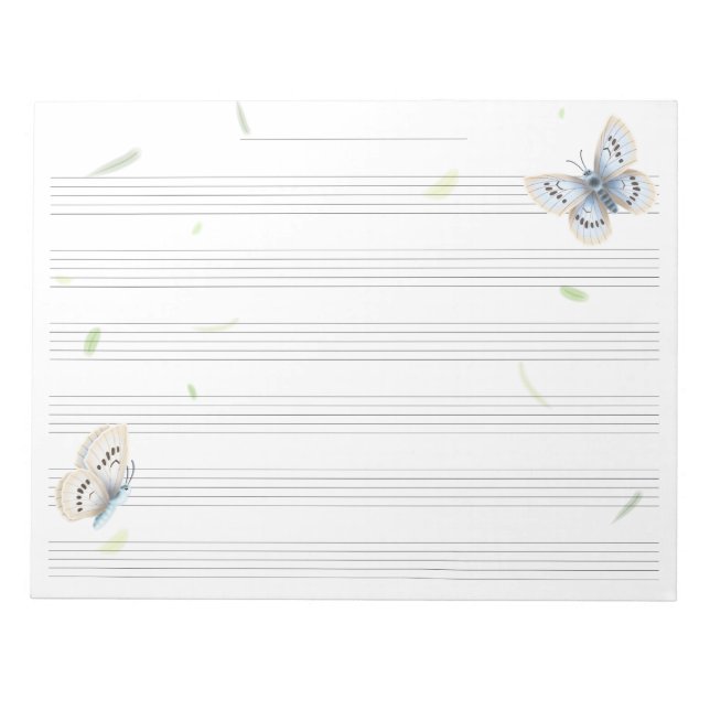 Drömska fjärilar Musik manuskriptpapper Musiker Anteckningsblock (Framsida)