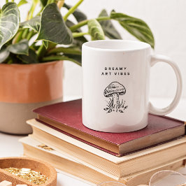 Drömska konstvibbar – Handritad svampestetik Kaffemugg