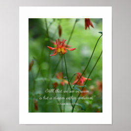 Drömska Orange Blommor med Edgar Allan Poe-citat Poster