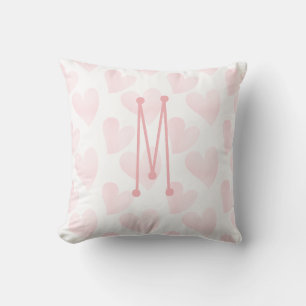 Drömska Pastell Rosa Hjärtan Monogram Kudde