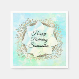 Drömska Pasteller Lotus Personlig Födelsedag Pappersservett