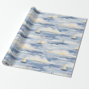 Drömska segelbåtar Ocean Akvarellmönster (1) Presentpapper