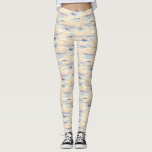 Drömska segelbåtar Ocean Akvarellmönster (2) Leggings