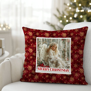 Drömskt ängel poinsettia julkudde present kudde
