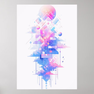 Drömskt geometriskt himmelsscape poster