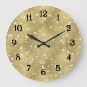 Drömskt Guld Bokeh Konfetti Stor Klocka