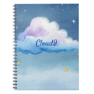 Drömskt vattenfärgmoln Cloud9 stjärnhimmel anteckn Anteckningsbok