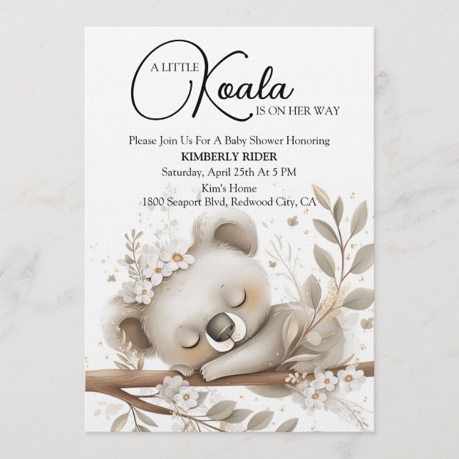 Drömsömn Koala Inbjudningar (Framsida)