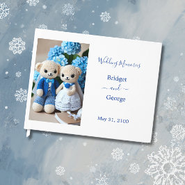 drömt blått och vitt skurkpar bröllop gästböcker