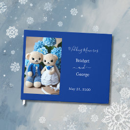 drömt blått och vitt skurkpar bröllop gästböcker